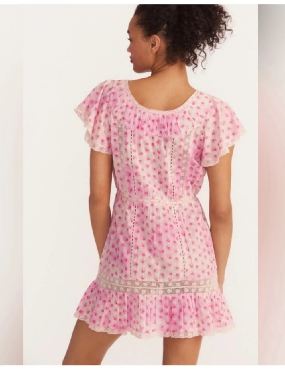 LoveShackFancy Niall Dress in Divine Pink Floral Ruffle Mini Dress